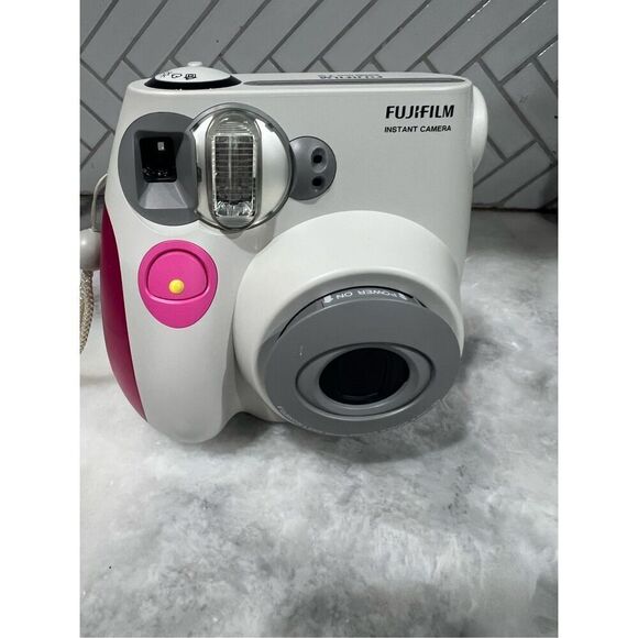 Used Fujifilm Instax Mini 7S Instant Film Camera (White with Pink trim)